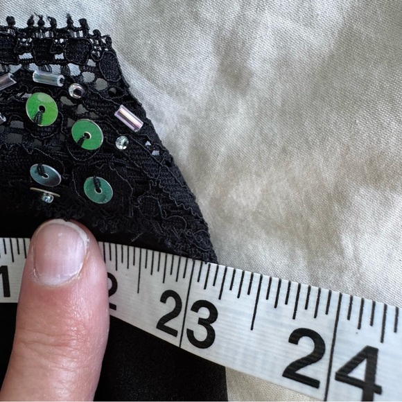 George Plus Black Satin Cami w/Lace & Sequin Trim Size 1X Babydoll Vintage Vibe - Picture 7 of 8